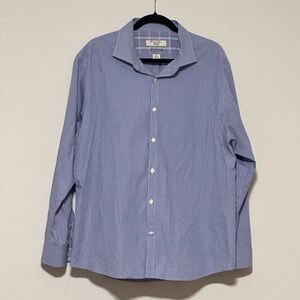 Original Penguin‎ Blue White Slim Fit Checkered Dress Shirt Size 18, 100% Cotton